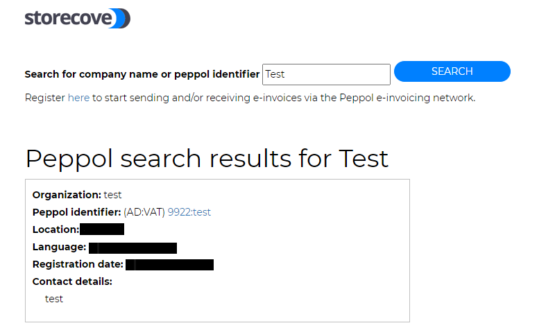 Peppol directory search box tool