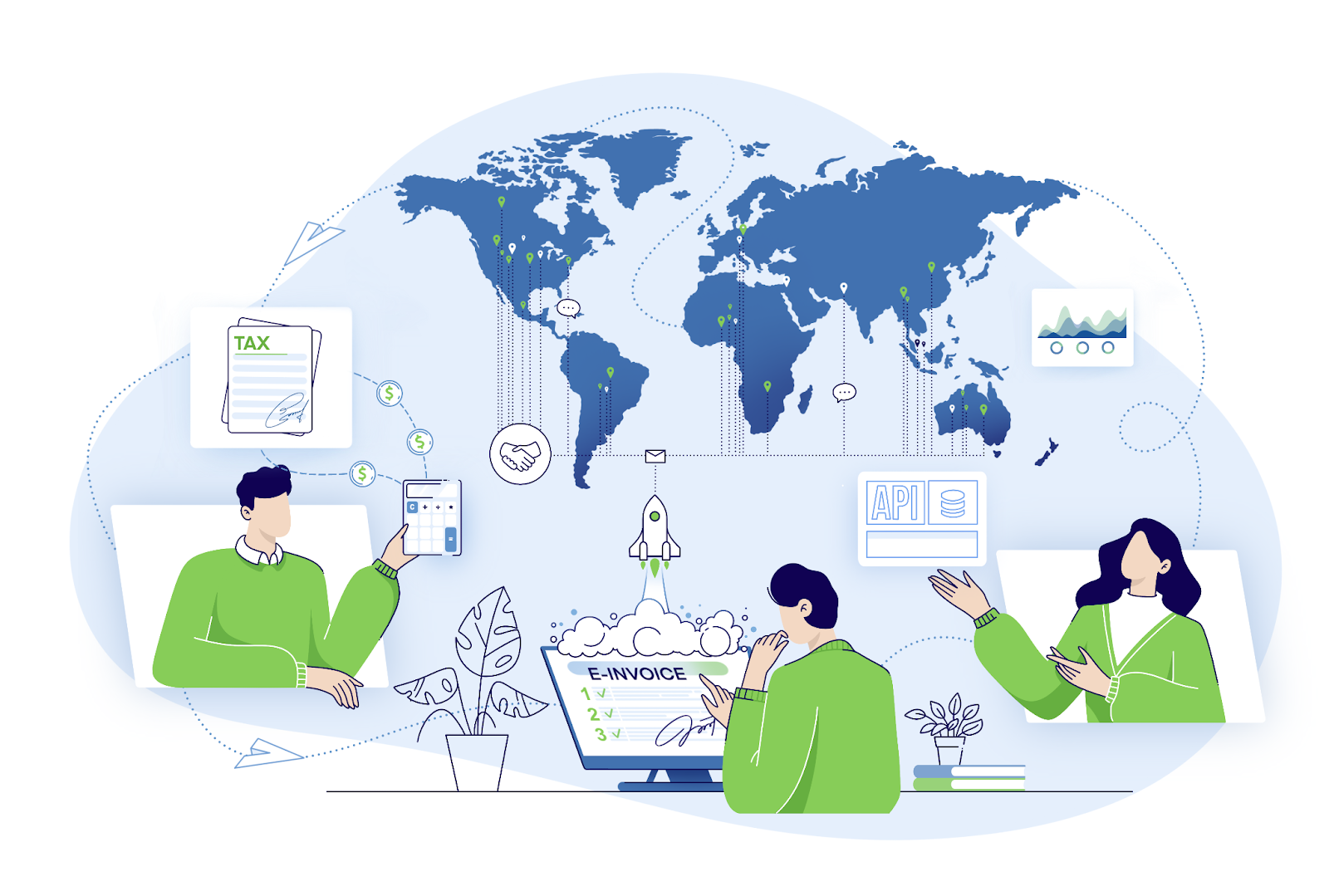 Automatic e-invoice reformatting globally